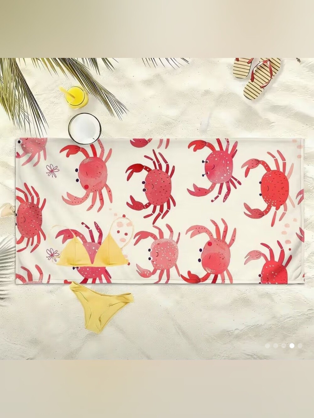 Large Beach Towel with Crab Print